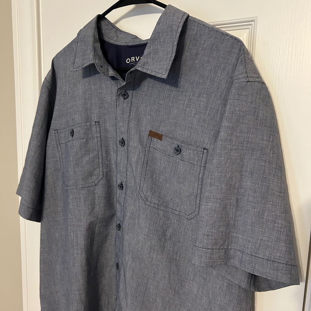 Orvis Short Sleeve Button Down Shirt Men's XL‎ Gray Outdoor Utility Pocket Shirt - Picture 3 of 4